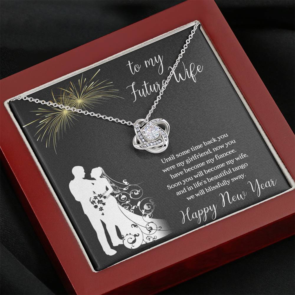 To My Future Wife Necklace for Women Personalized Birthday Anniversary Valentines Engagement Gift Love Knot Necklace with Message Card from Husband Silver Jewelry for Women
