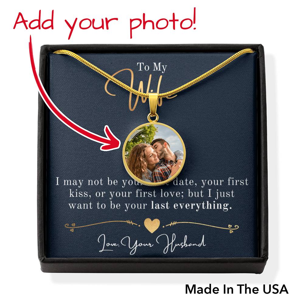 Personalized Necklace, Circle Necklace, Valentine Day Gift for Her, Pendant Necklace Wife, Gift for Girlfriend, Personalized Message Card