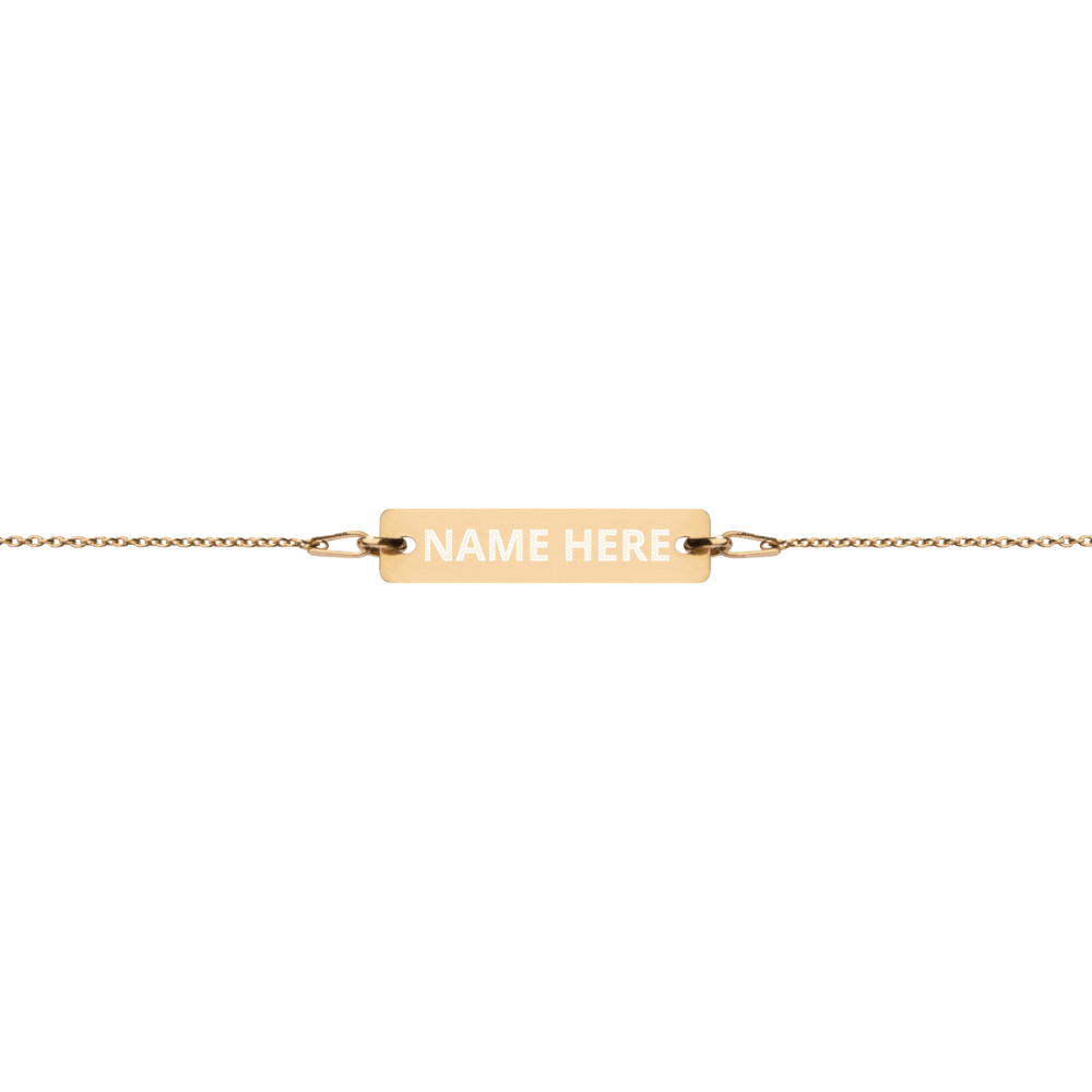 Custom Engraved Silver Bar Chain Bracelet, Personalize Name, Personalize Initials