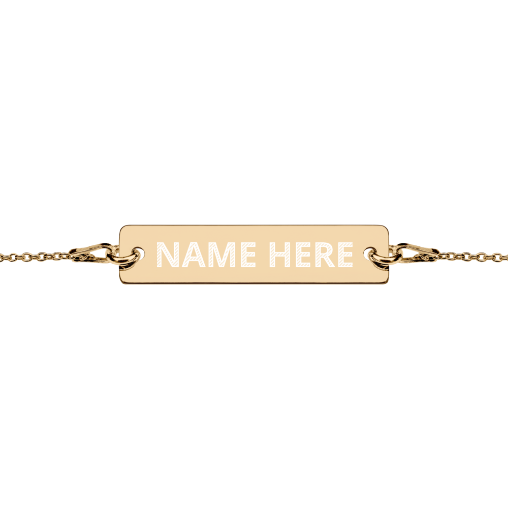 Custom Engraved Silver Bar Chain Bracelet, Personalize Name, Personalize Initials