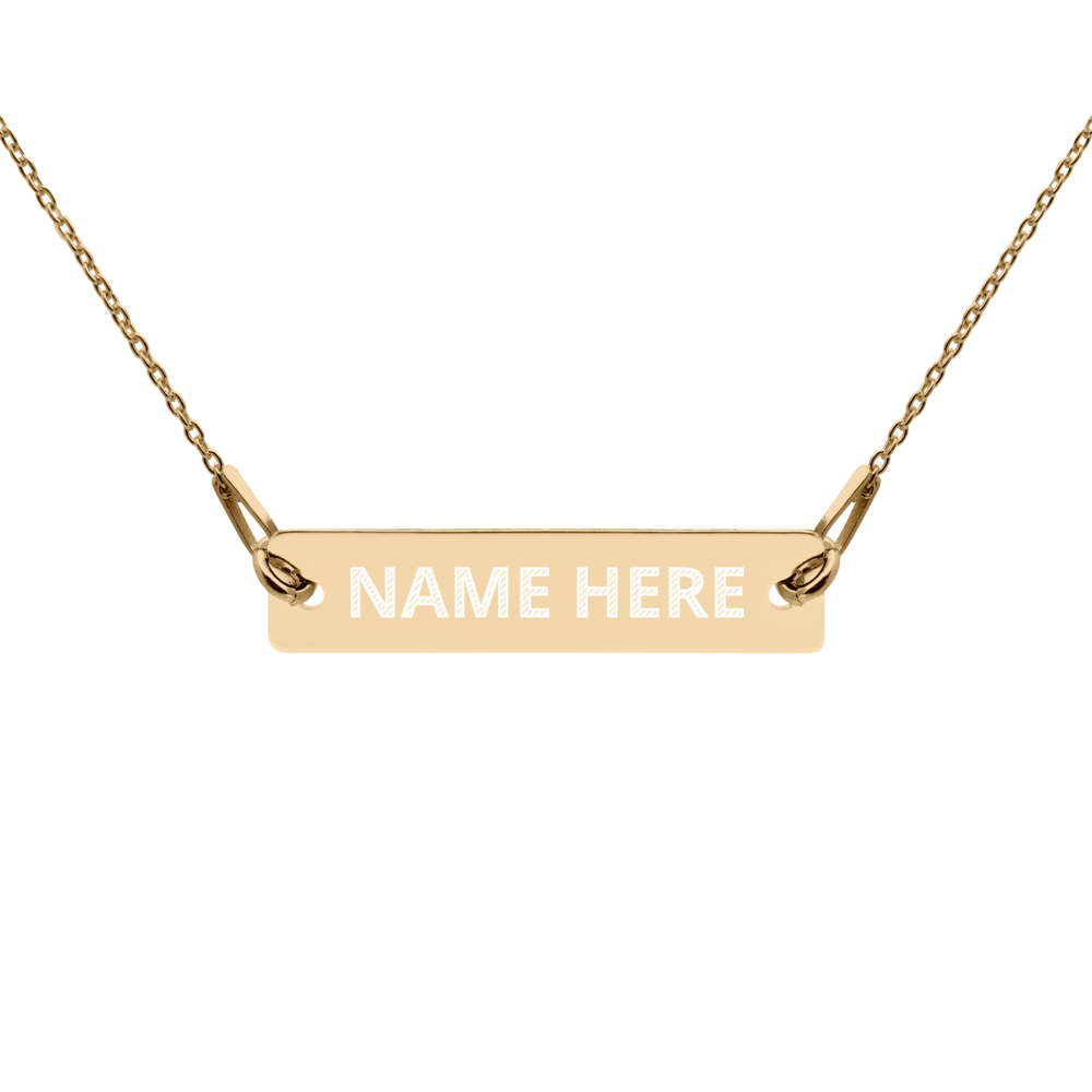 Custom Engraved Silver Bar Chain Necklace, Personalize Name, Personalize Initials