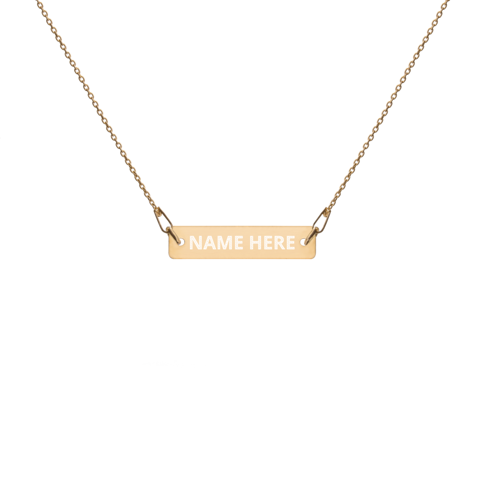 Custom Engraved Silver Bar Chain Necklace, Personalize Name, Personalize Initials