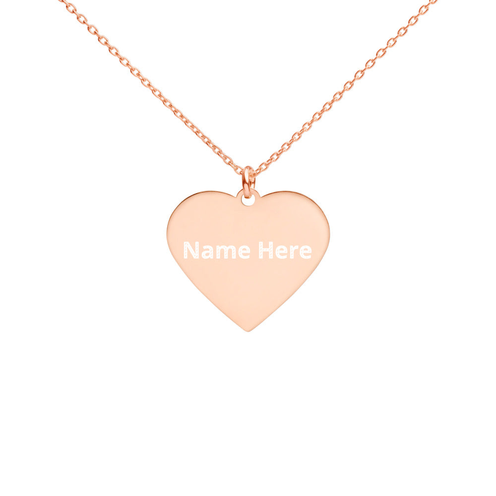 Engraved Silver Heart Necklace - Simple