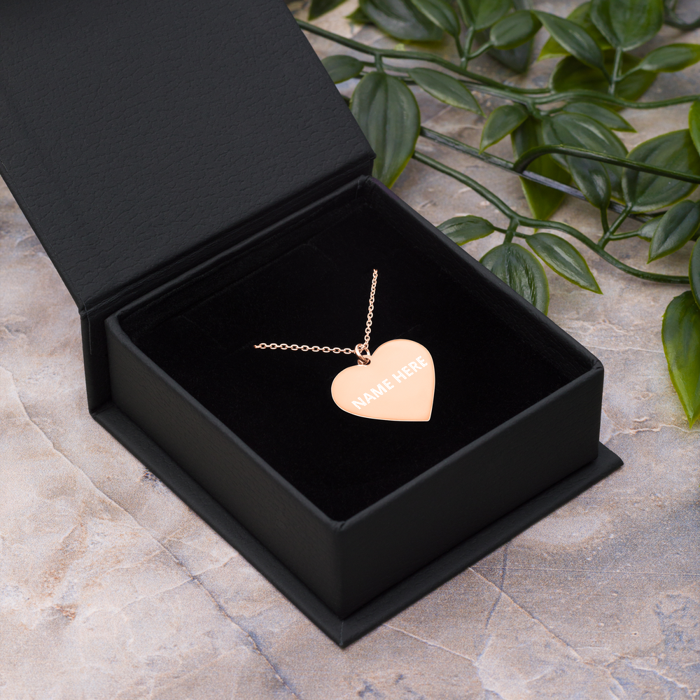 Custom Engraved Silver Heart Necklace, Personalize Name, Personalize Initials
