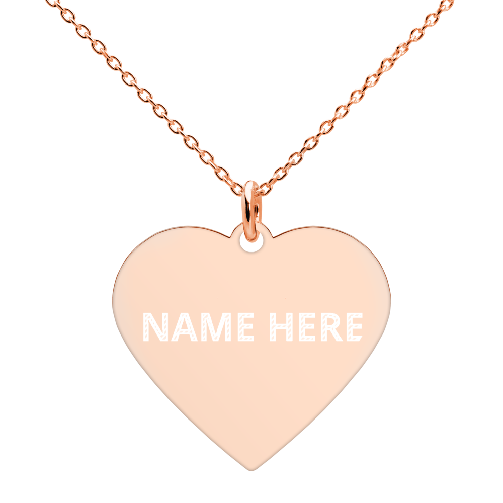 Custom Engraved Silver Heart Necklace, Personalize Name, Personalize Initials
