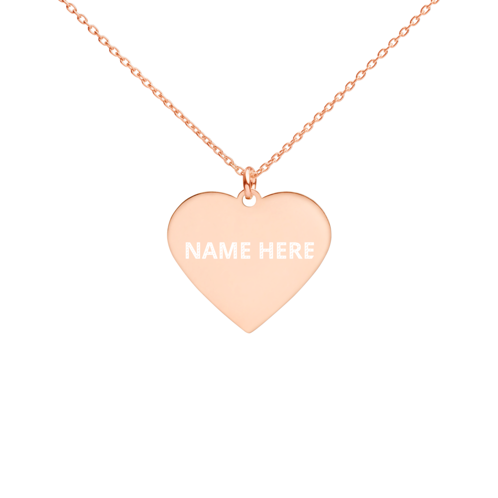 Custom Engraved Silver Heart Necklace, Personalize Name, Personalize Initials