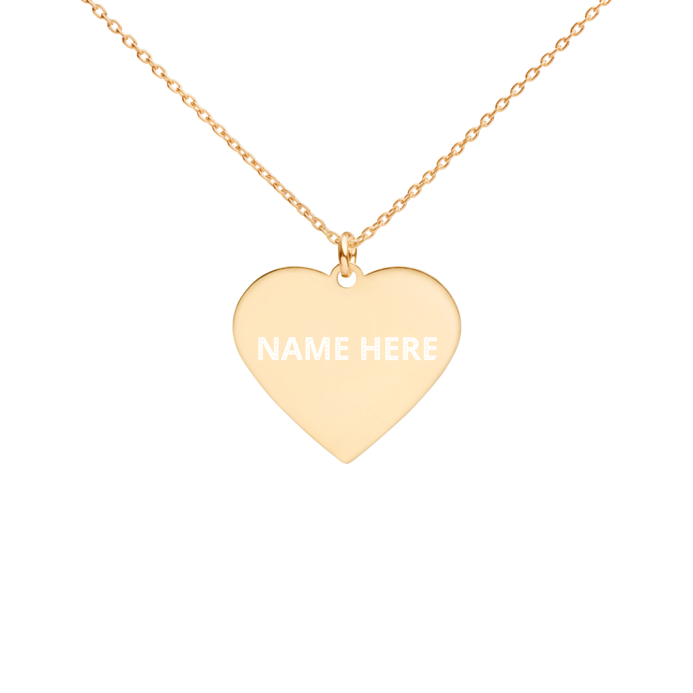 Custom Engraved Silver Heart Necklace, Personalize Name, Personalize Initials