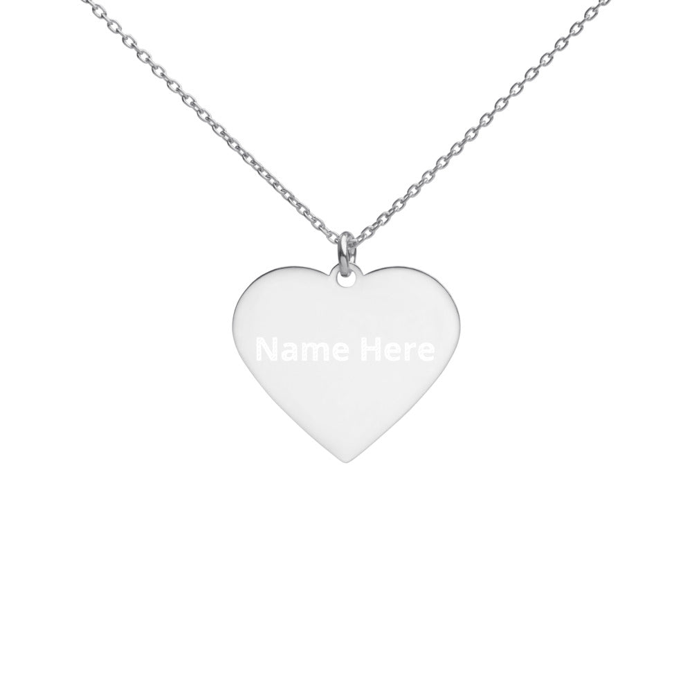 Engraved Silver Heart Necklace - Simple