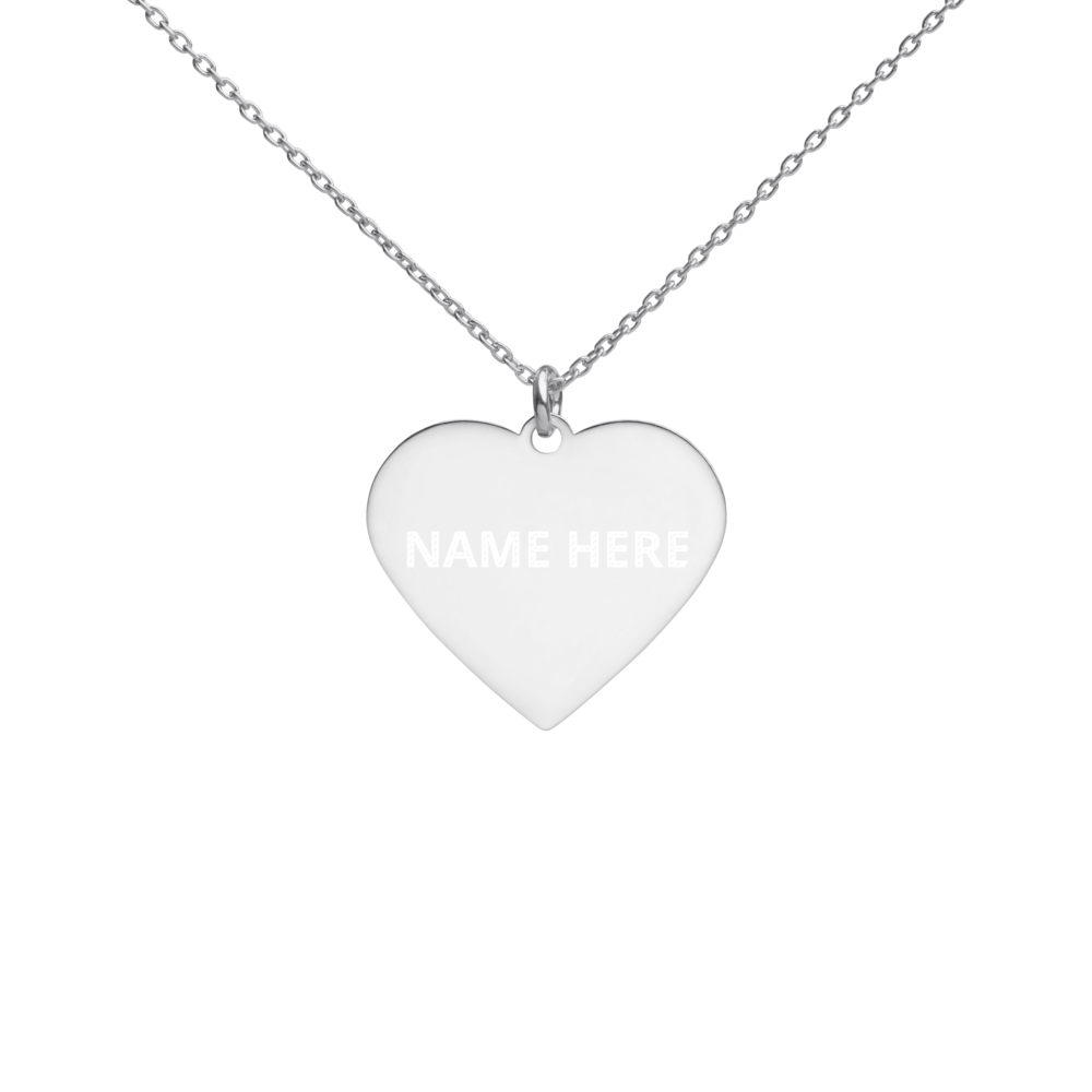 Custom Engraved Silver Heart Necklace, Personalize Name, Personalize Initials