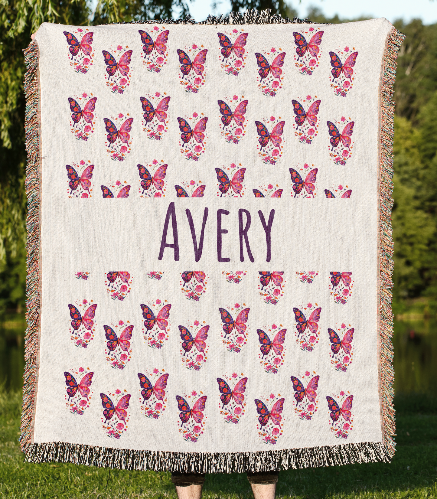 Personalized Baby Name Blanket, Custom Blanket with Name, Monogrammed Blanket, Butterfly Customized Blanket, Birthday Baby Gifts for Girls