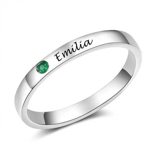 925 Sterling Silver Personalized Name Ring with Birthstone Custom Engraved Rings for Women Fine Jewelry Christmas Gifts Rings