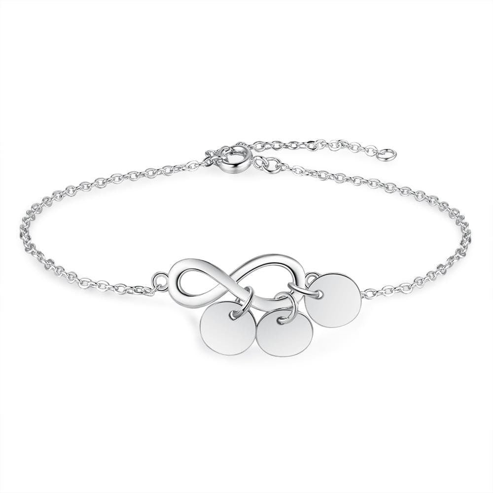 Personalized Name Tag Charm Bracelets for Women Custom Engraved Infinity Bracelets Gift for Mother Anniversary Gifts Customized Bracelets