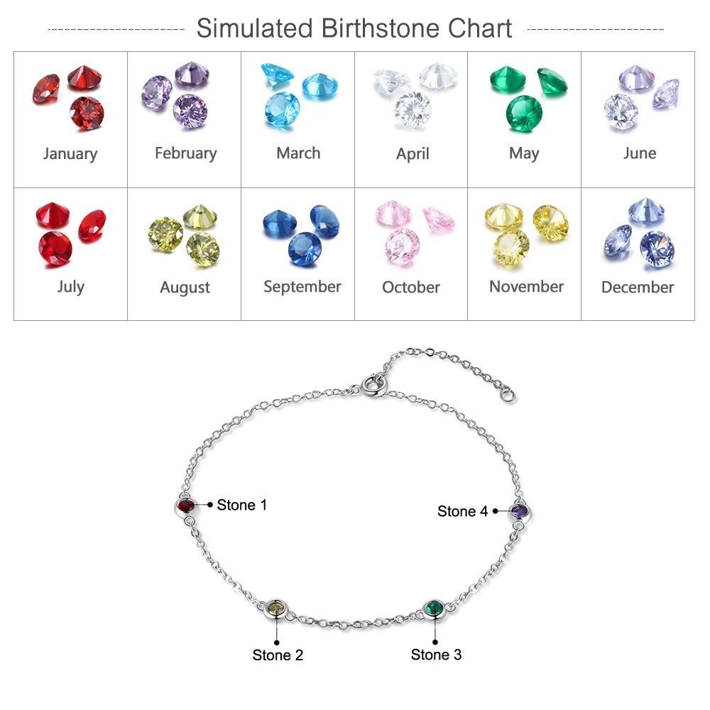 Customized 2-4 Birthstones Bracelet for Women Personalized Chain Bracelets Custom New Year Gift for Girlfriend Customized Bracelets