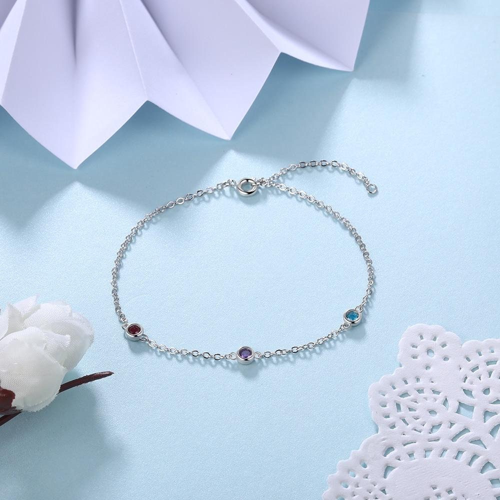 Customized 2-4 Birthstones Bracelet for Women Personalized Chain Bracelets Custom New Year Gift for Girlfriend Customized Bracelets