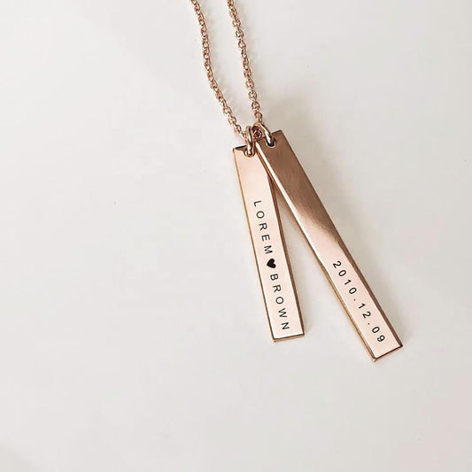 Vertical Bar Necklace Name Bar Necklace Personalized Multiple Dainty Cute Tiny Custom Mom Her Gold Sterling Silver Rose Gold Long Short Date