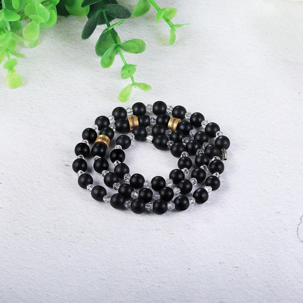 Customized Engraving Name Beads Chain Necklace Personalized Mothers Necklaces Handmade Jewelry Gifts for Women Customized Necklaces