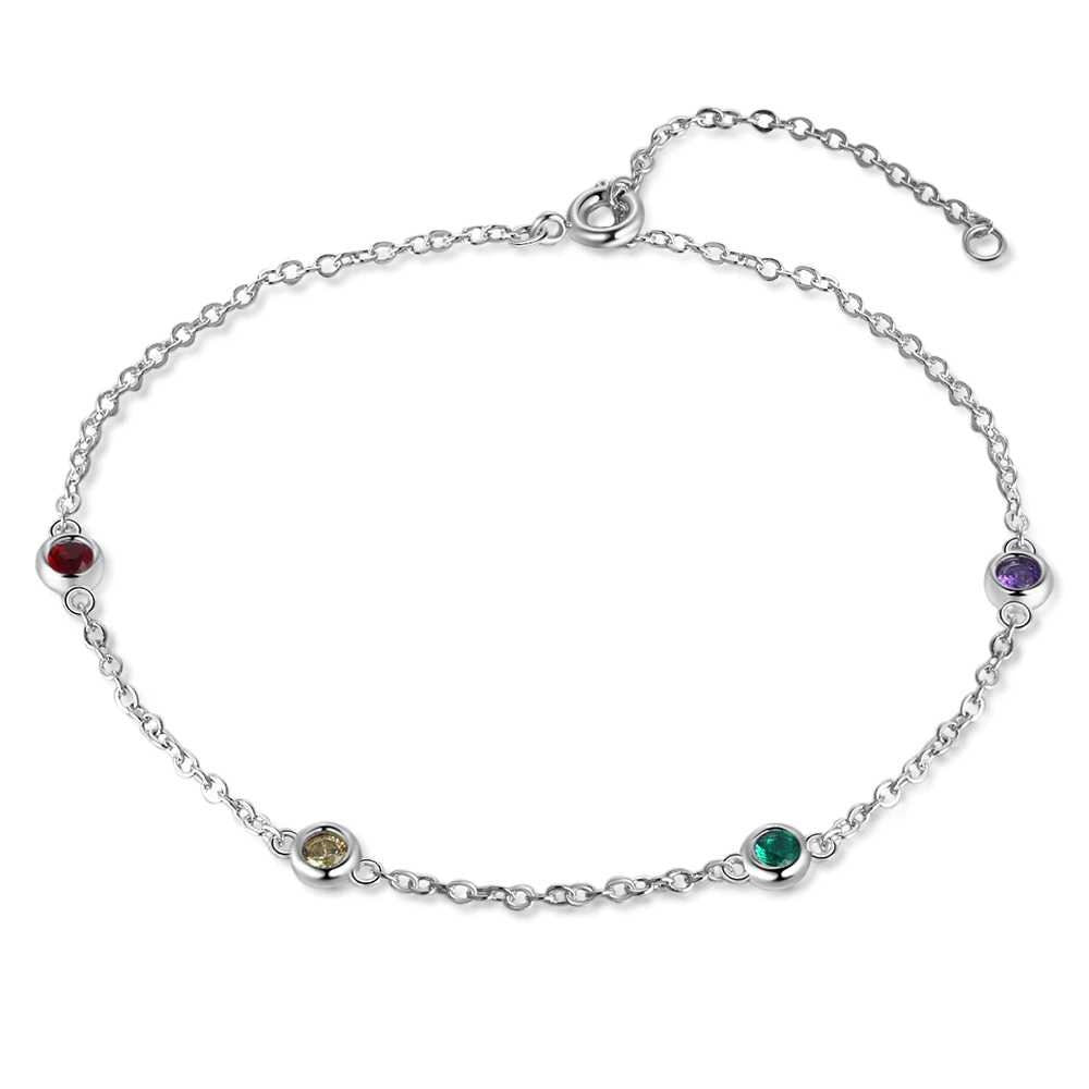 Customized 2-4 Birthstones Bracelet for Women Personalized Chain Bracelets Custom New Year Gift for Girlfriend Customized Bracelets
