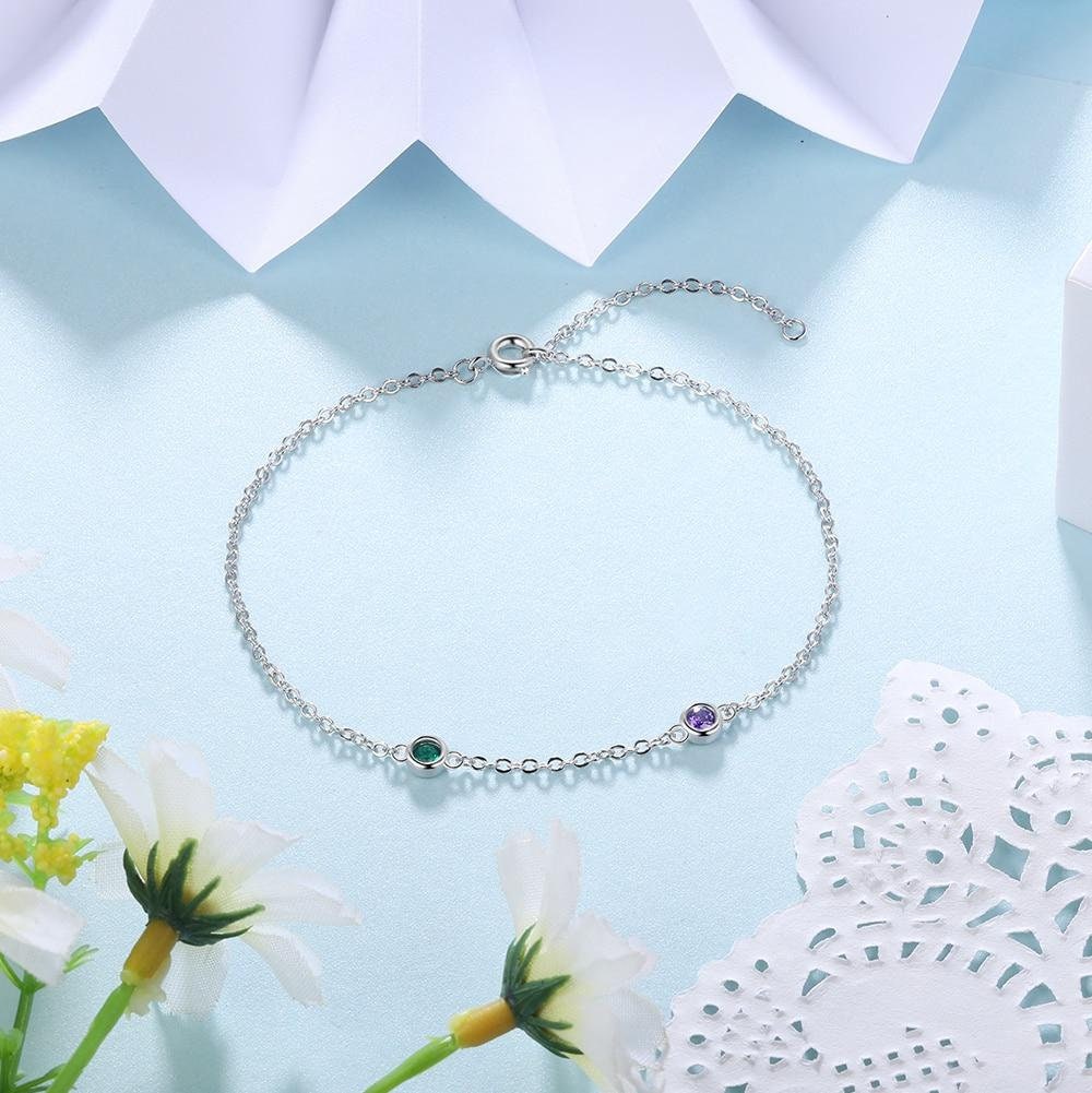 Customized 2-4 Birthstones Bracelet for Women Personalized Chain Bracelets Custom New Year Gift for Girlfriend Customized Bracelets