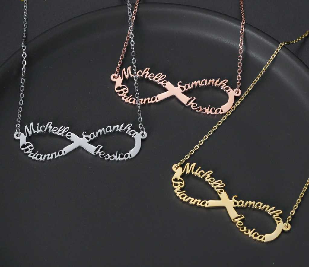Personalized Infinity Name Necklace 18K gold plated Stainless Steel Choker Custom Necklaces Infinity Pendant Friendship Necklace Custom Name