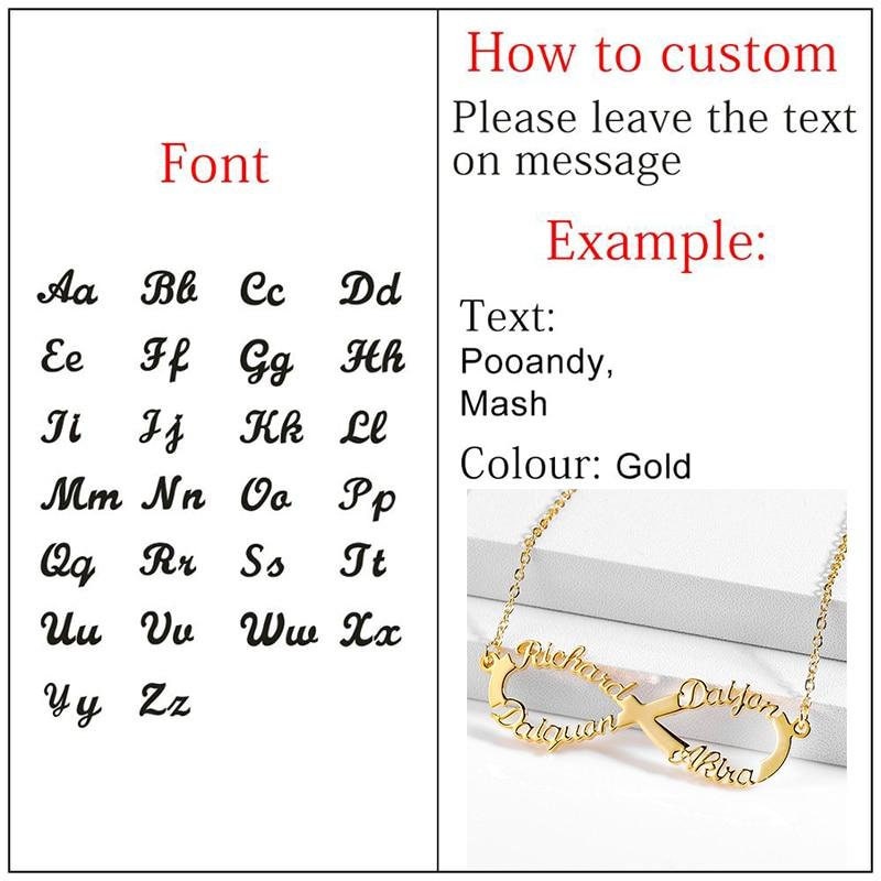 Personalized Infinity Name Necklace 18K gold plated Stainless Steel Choker Custom Necklaces Infinity Pendant Friendship Necklace Custom Name