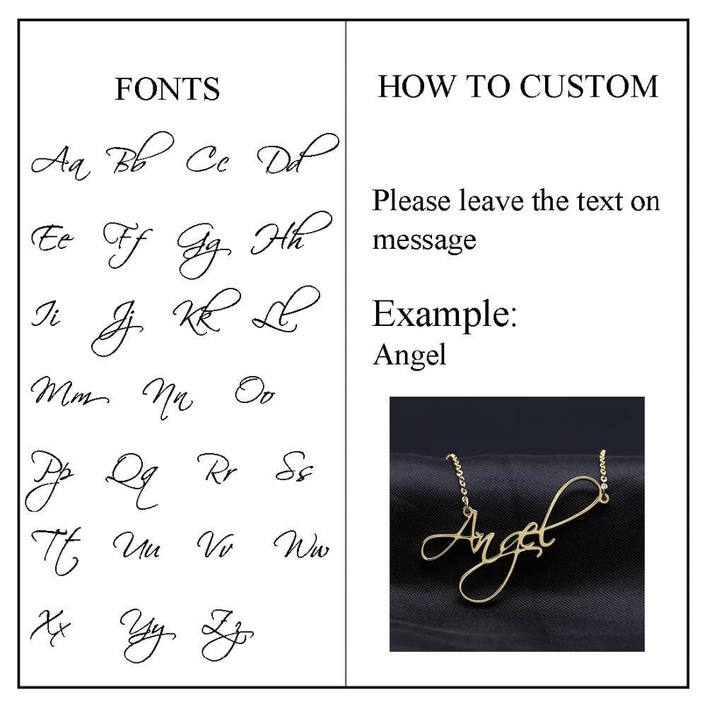 Customized Name Necklace Personalized Nameplate Name Necklaces Pendants Cursive Handwriting Stainless Steel Chain For Women Gift Customized