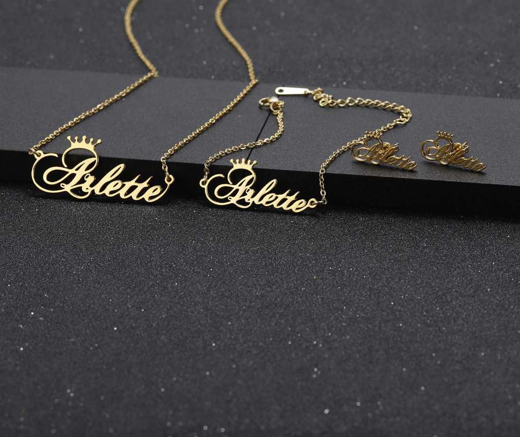 Customized Stainless Steel Name Necklaces Personalized Gold Silver Necklace Letter Choker Necklace Pendant Jewelry Customized Necklaces