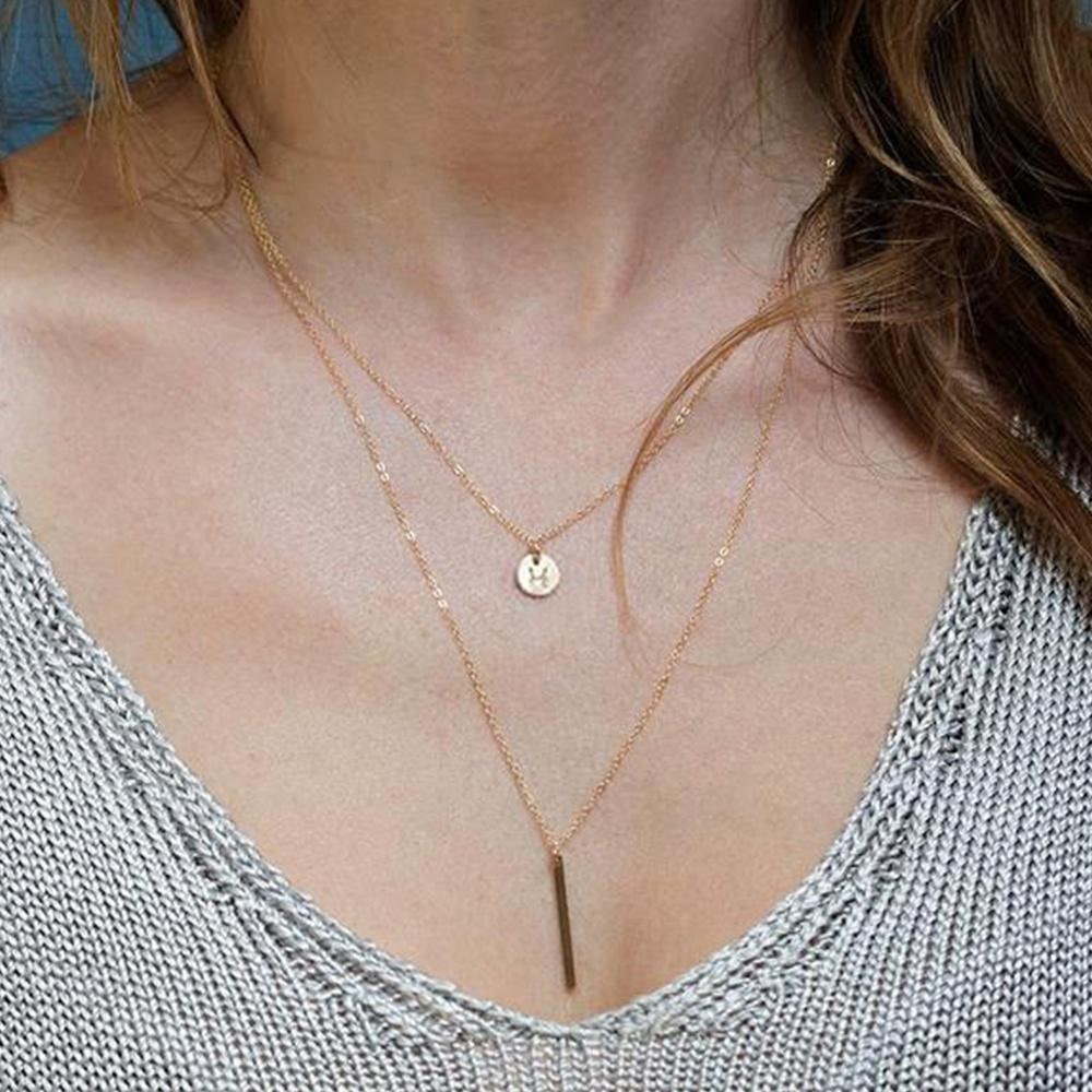 2 pcs Necklace, Layered Necklace, Necklace Set Bar, Pendant Necklace, Women Jewelry, Necklace for Women, Trendy Jewelry, Gold Necklace,