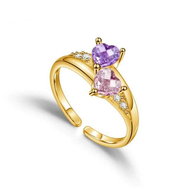 Fashion Custom Name Ring for Mom Grandma Engraved Love Heart Shaped Birthstones Rings In Gold Women Jewelry Adjustable Customized