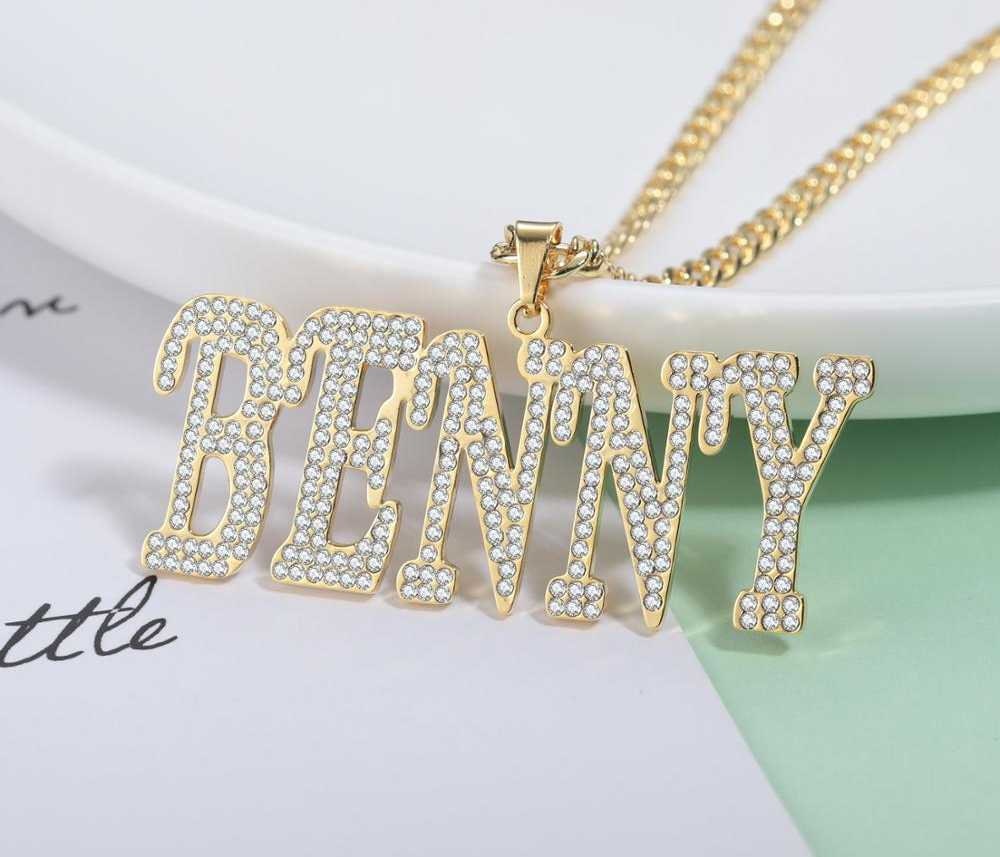 Personalized Custom Name Italic letters Cuban Chain Necklace Pendant hip hop High Stainless Steel Bling Jewelry Women Men Gifts Customized
