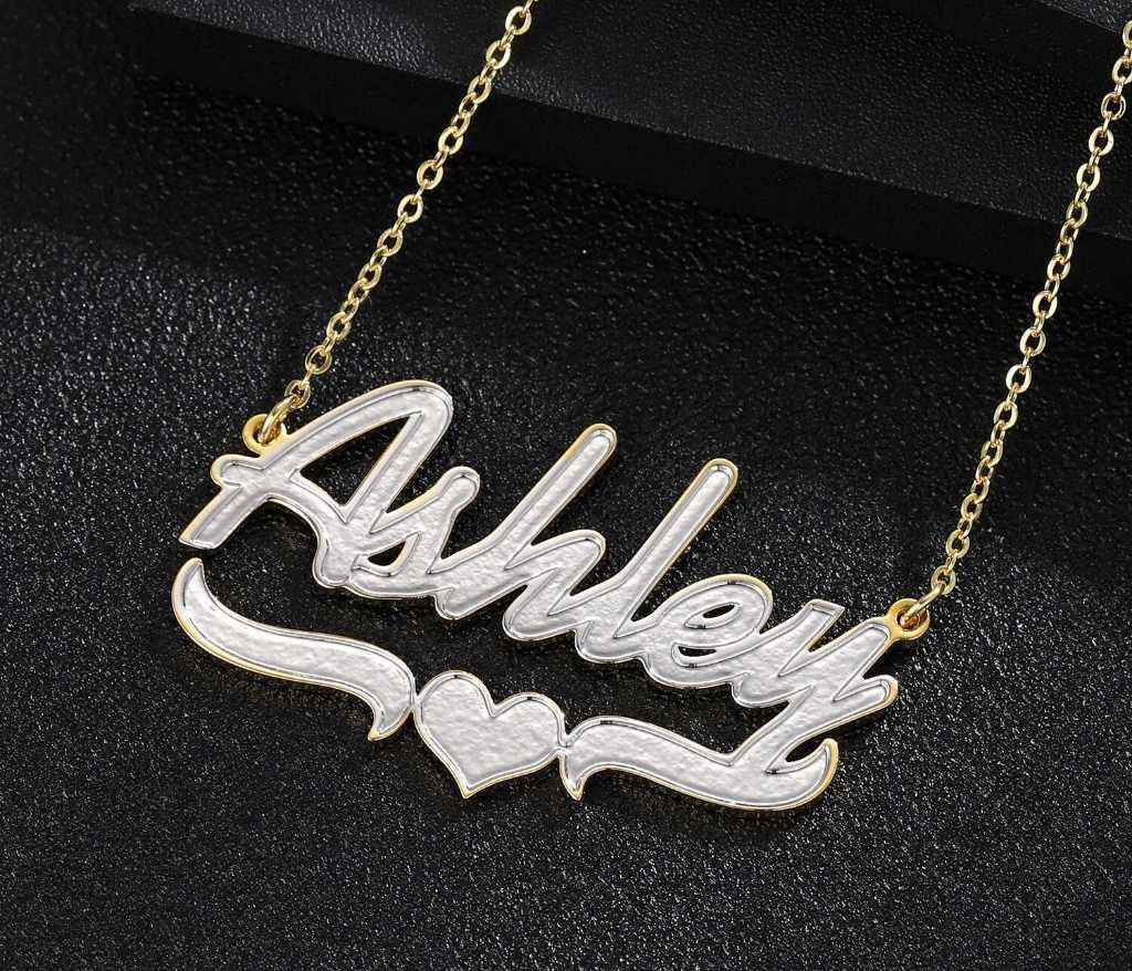 Personalized Stainless Steel Name Necklace Double Gold Plated Nameplate Multi Chains Custom Name Necklace Charm Jewelry Women Customized