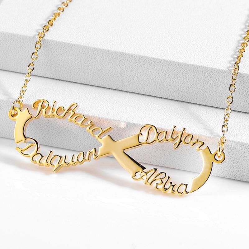 Personalized Infinity Name Necklace 18K gold plated Stainless Steel Choker Custom Necklaces Infinity Pendant Friendship Necklace Custom Name