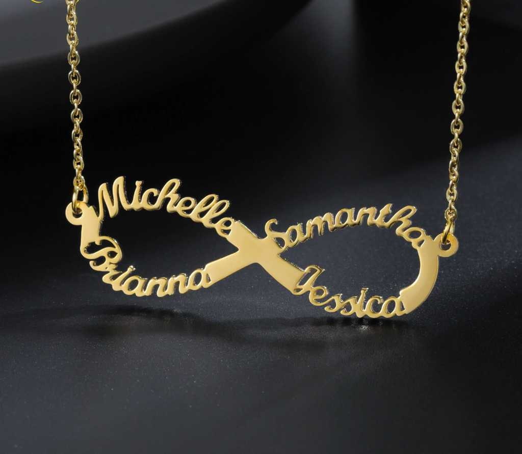 Personalized Infinity Name Necklace 18K gold plated Stainless Steel Choker Custom Necklaces Infinity Pendant Friendship Necklace Custom Name