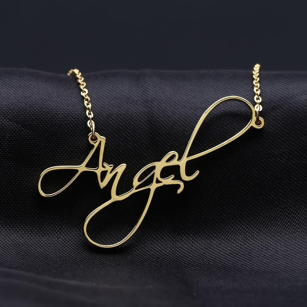 Customized Name Necklace Personalized Nameplate Name Necklaces Pendants Cursive Handwriting Stainless Steel Chain For Women Gift Customized