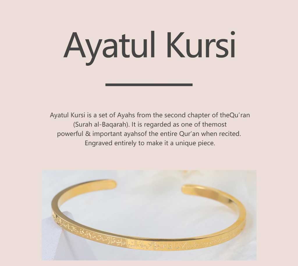 Arabic Bracelet For Women Personalized Stainless Steel Bangle Islamic Calligraphy Arabic God AYATUL KURSI Bangle Customized Bangles