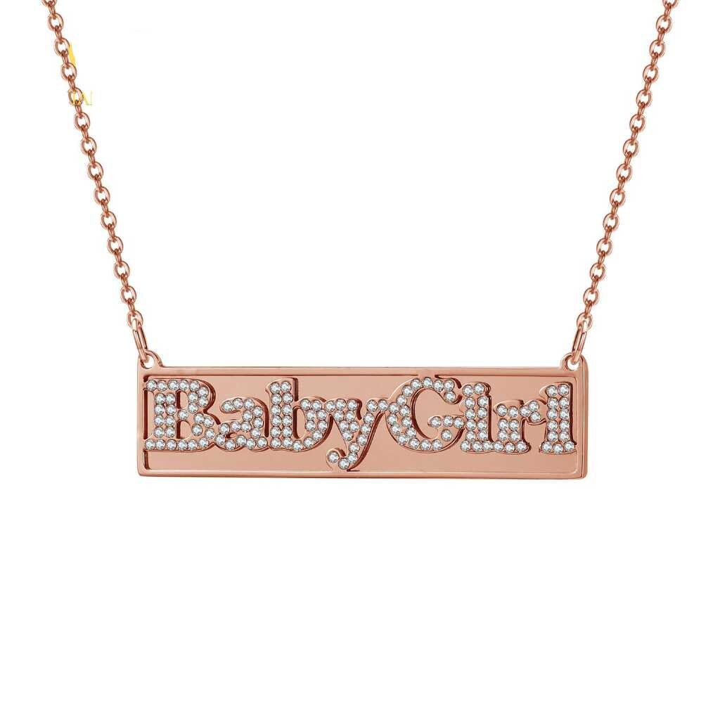 Personalized Name Necklace Pendants Bling Jewelry Iced Out Initial Custom Bling Choker Fashion 3D Effect Best Gifts for Women Customized