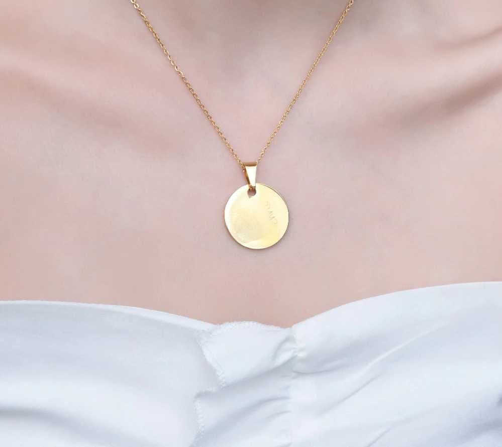 Personalized Name Customized Circle Necklace Stainless Steel Engraved Name Necklace For Women Gift Customized Necklaces
