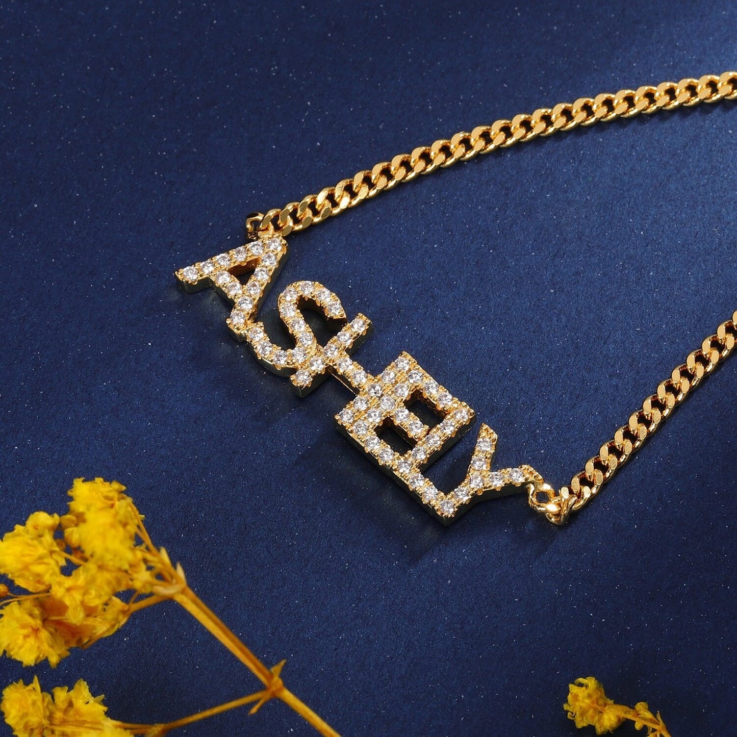 Personalized 9mm Crystal Name Necklace Initial Letters Necklace Zirconia Name Necklace Custom Crystal Pendant Necklace For Women Customized