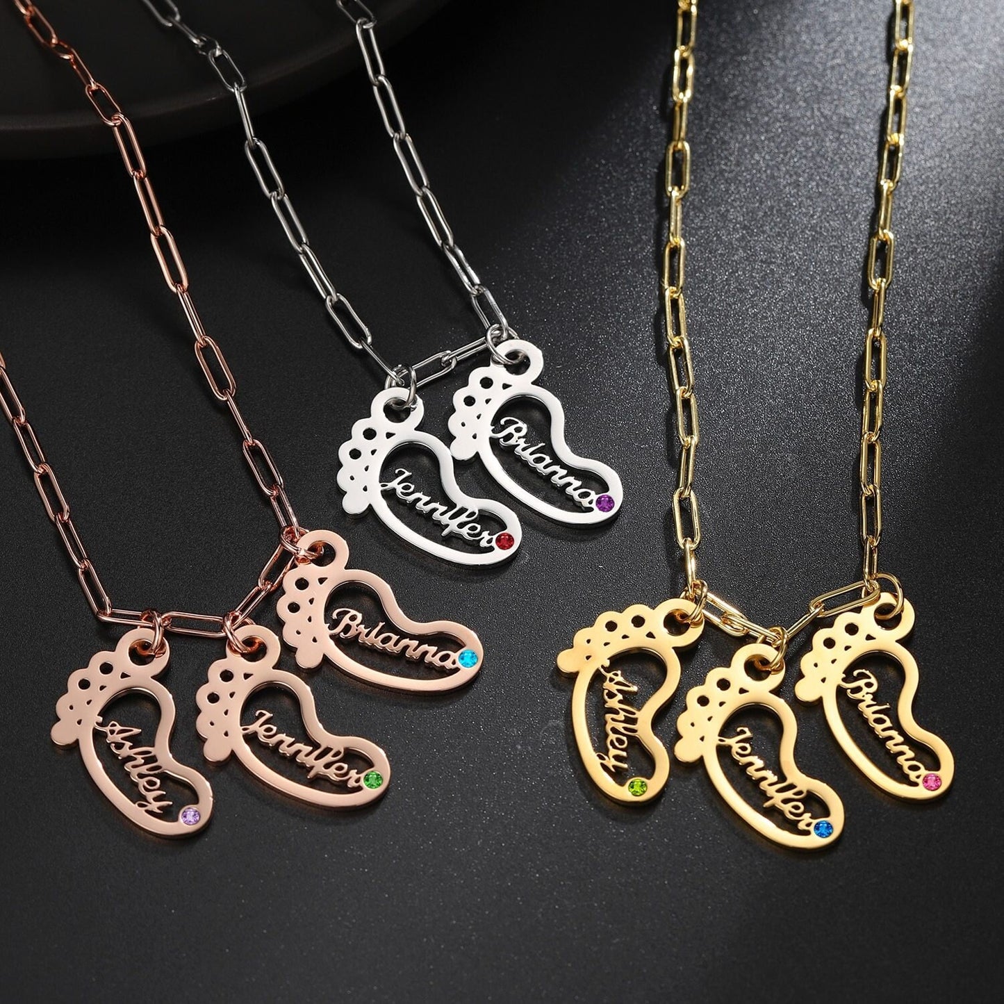Custom Name Necklace Pendant Custom Birthstone Letter Necklaces Personalized Fashion Stainless steel Jewelry For Baby Gift Customized