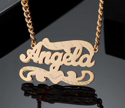 3D Double layer Gold Plated Personalized Name Necklace Customized Stainless Steel Pendant For Women Jewelry Birthday Gifts Customized