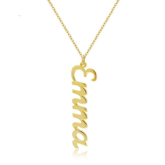 Vertical English Nameplate Necklace Gold Choker Stainless Steel Personalized Name Necklaces Pendants Romantic Gift Customized Necklaces