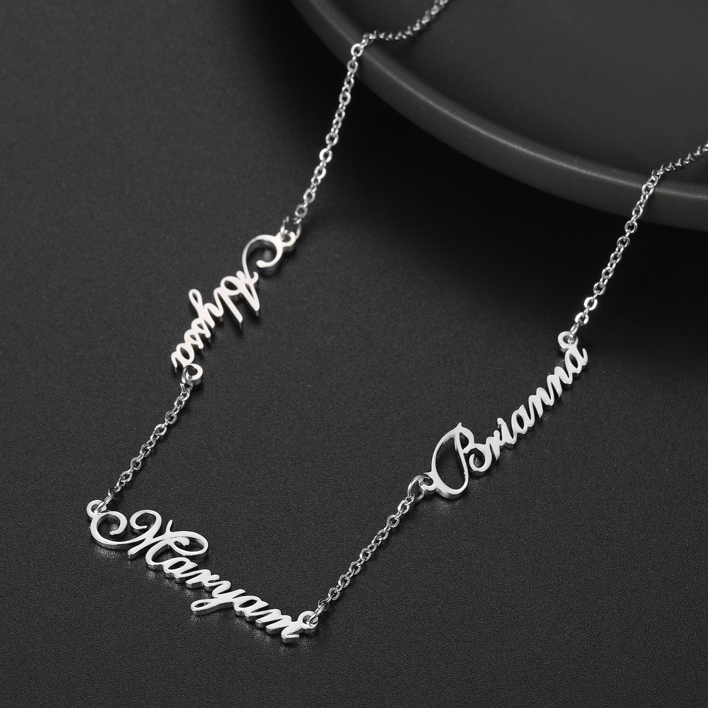Customized Multiple Names Necklace Personalized Stainless Steel Name Pendant Charm Cursive Necklace Chain Gift For Women Jewelry Customized