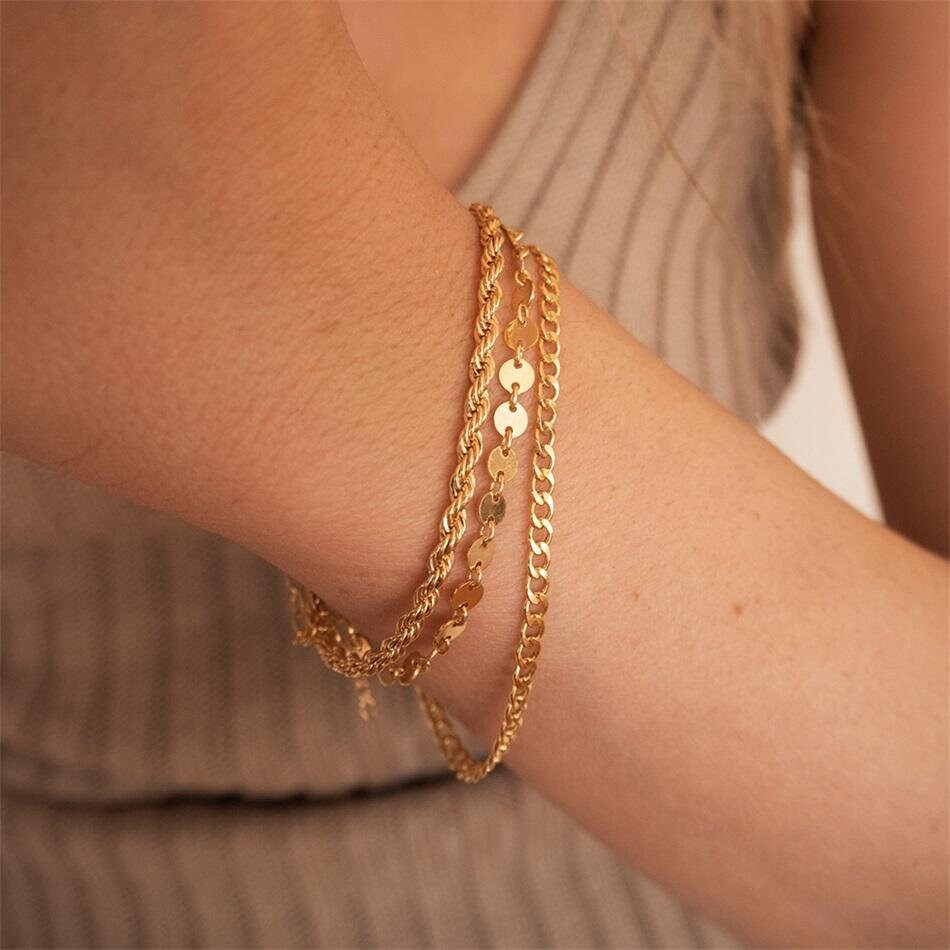 Gold Bracelets, Silver Bracelets, Rope Chain, Link Chain, Chain Bracelet, SilverJewelry, Rope Bracelet, Chain Jewelry, Bracelet for Women,