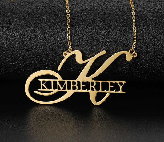 Unique Style Personalized Name Necklaces Pendants Customized Jewelry Big First Letters Nameplate Choker Necklace For Women Gifts Customized