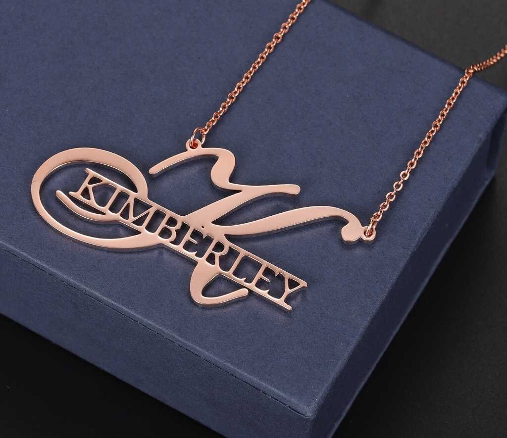 Unique Style Personalized Name Necklaces Pendants Customized Jewelry Big First Letters Nameplate Choker Necklace For Women Gifts Customized