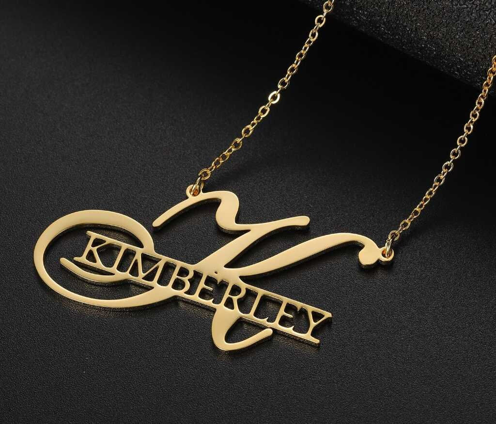 Unique Style Personalized Name Necklaces Pendants Customized Jewelry Big First Letters Nameplate Choker Necklace For Women Gifts Customized