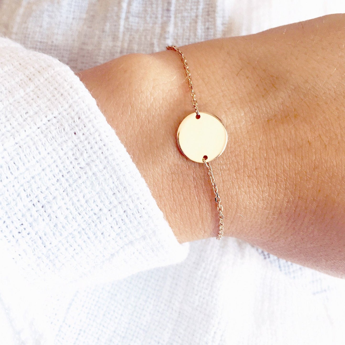 Blank Charm, Initial Letter, Bracelets for Women, Coin Charm, Coin Link, Women Bracelet, Minimalist Jewelry, Trendy Jewelry, Gold Bracelet,