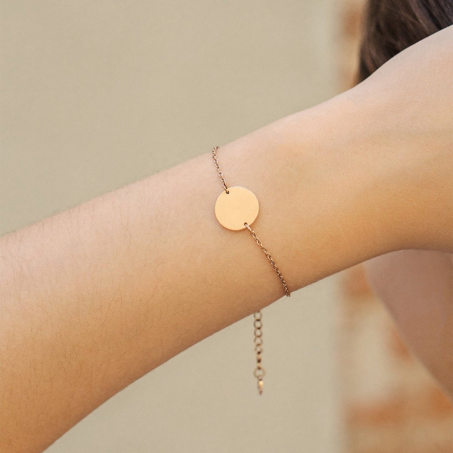 Blank Charm, Initial Letter, Bracelets for Women, Coin Charm, Coin Link, Women Bracelet, Minimalist Jewelry, Trendy Jewelry, Gold Bracelet,