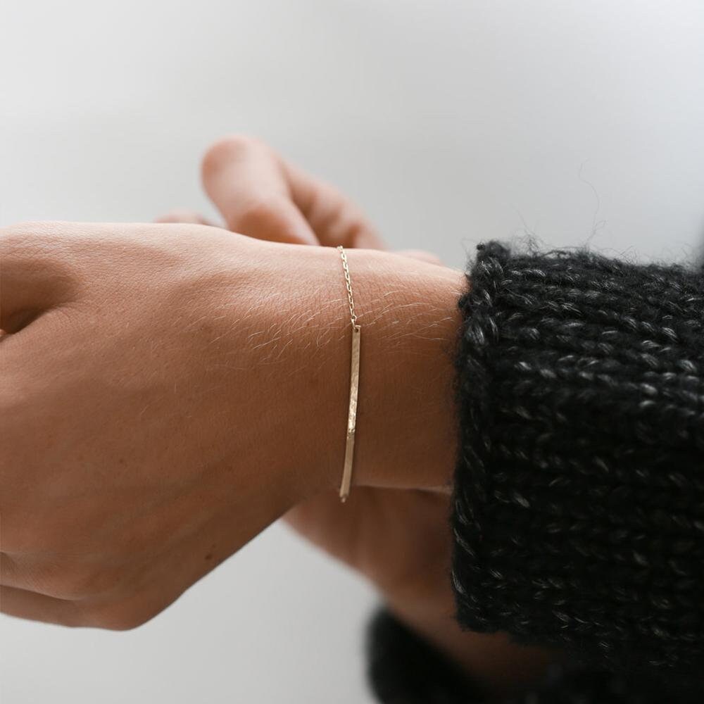 Long Bar, Women Bracelet, Women Jewelry, Thin Bracelet, Gold Bracelet, Silver Bracelet, Nameplated Bar, Minimalist Charm, Fashion Bracelet,