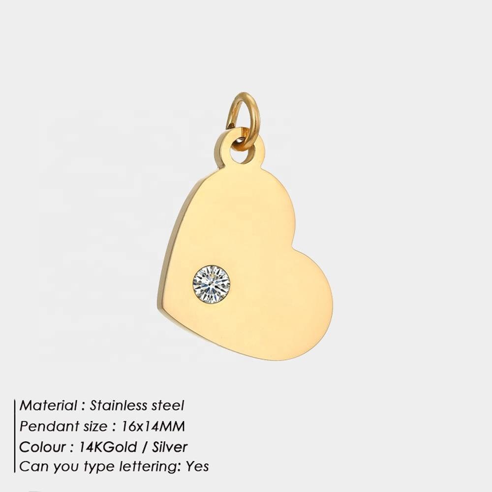 Heart Pendant, Charm Necklace, Diamond Initial.