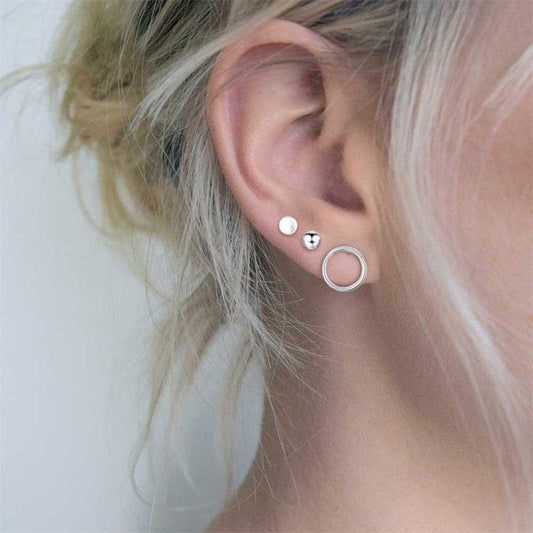 3 Pairs, Earring Ball, Stud Earrings, Earrings Sets, Earrings For Women, Gold Earrings, Silver Earrings, Minimalist Jewelry, Hollow Circle,